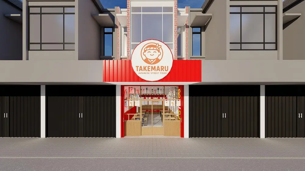 Desain outlet franchise kuliner Jepang Takemaru